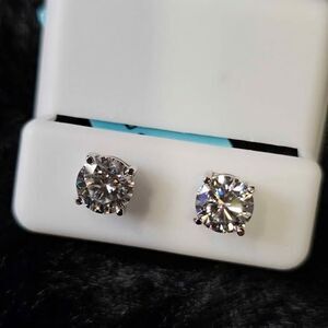 2.4CTW VVSD Round Moissanite Screwback Earrings set in .925 Sterling Silver
